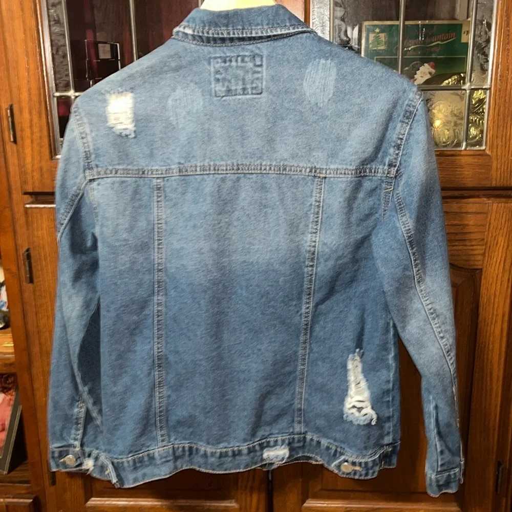 WAX JEAN Basic Denim Distressed Jean Jacket Size Small